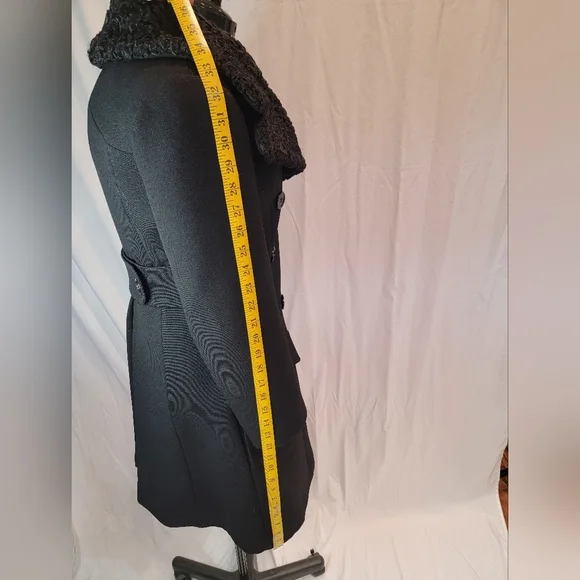 Vintage Union Made Penny Lane Princess Coat black wool and Astrakhan Collar - Picture 9 of 13